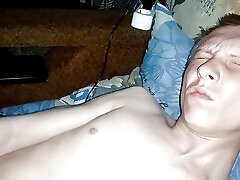The man starts jerking off as soon as everyone goes to rest