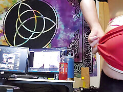 dressed up sissy shows off and gets hard