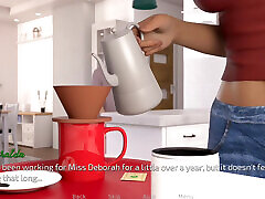 The beautiful anal size made coffee and served it.
