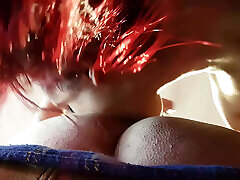 sloppy blowjob slutty brunette fucks the groundkeeper POV rimjob rimming