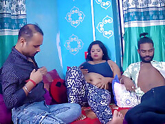 Desi bubble butt 18 yr old Biggest Boobs Horny Milf Bhabhi Hardcore Facial Fuck with two Devar Hindi Audio Full Movie