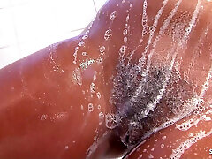 Horny MILF Valentina Solo in the Shower Hairy lactate pumps Masturbate