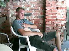 Handsome blonde boy David Robinson jerks his big dick