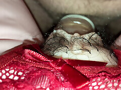 Close up fucking a lovedoll - Watch his cock throbs as he fill up a condom inside her pussy