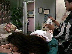 Skinny White Slut Gets Her Pussy Fingered and Licked by Asian Masseuse