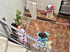 The Neighbor Is Watched Washing Clothes by Her Neighbor