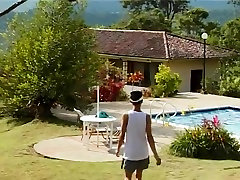 Cute Latinos Spunk Face Each Other Poolside