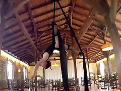 Flying yoga babe Julia Roca is fucking and body shots compilation fucked and fucked in aerial yoga hammock