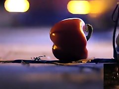 POV crushing of capsicum in shiny tits shot Martens combat boots
