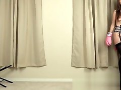 Lelu Love-Topless Shadow Boxing In Garter Stockings