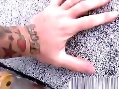 Hunk polishing strangers knob outdoor