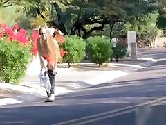 Girlie Is Spreading Long Legs Wide And Pushes Sex Toy In Gap