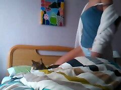 Girl playing with herself while boyfriend is at work
