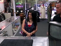 Sexy Black haired saxy girles fucked the owner of the shop