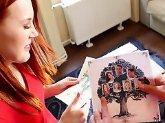 Sex-starved ginger chick Charlie Red gets into pants and swallows big hard cock