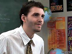Teach ends up getting a blowjob from the twink student and