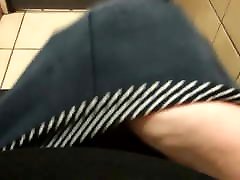 Public bathroom jerk and cum in underwear