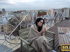 SISPORN Whore with cigarette rocks out with virgin stepbrother to make him keep silence