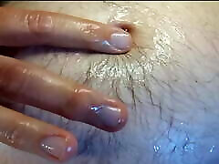 oil rubbing and cum smearing and belly button stuffing