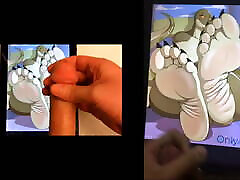 Double cum tribute to Margret Stalizberg&039;s feet.