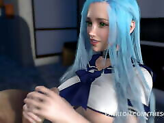 3D xxx full hd movie ANime Hentai Busty Girl giving a HANDJOB