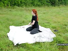 Sweet redhead nudist masturbating outdoor - Second camera