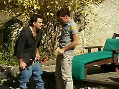 Horny stud nails his gay partner outdoors