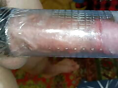 Enlarging my big dick with a vacuum pump