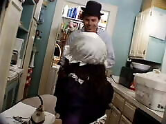 Hotel room fuck for white couple and midget maid