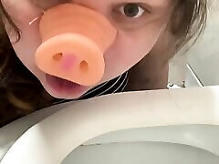 Pig grandma chines toilet licking humiliation