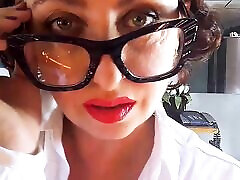 Office Obsession, The grend fatherand teen secretary in the office puts on nylon, underwear, stockings, office attire. 11 cam 1