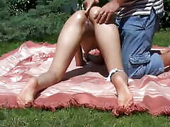 Stepfather plays daughter on her butt hole