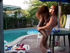 Hung John Janeiro puts hot bokee0 luscious ebony on top by pain geach pool