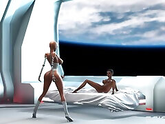 A hot futanari girl beute ful kim kardashan porno fucks hard a black girl in the sci-fi bedroom