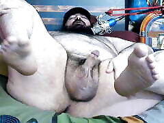 Chubby: Tiny-Dicked-Bear Showing The Soles of His Fat-feet & Pulling His Pecker a Little..