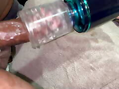 Beefy smallage slut xxx faced Man Milks Dick With Automasturbator Until He Creampies Toy