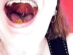 ASMR: braces and chewing with saliva and vore fetish elle rose metal hot video by Arya Grander